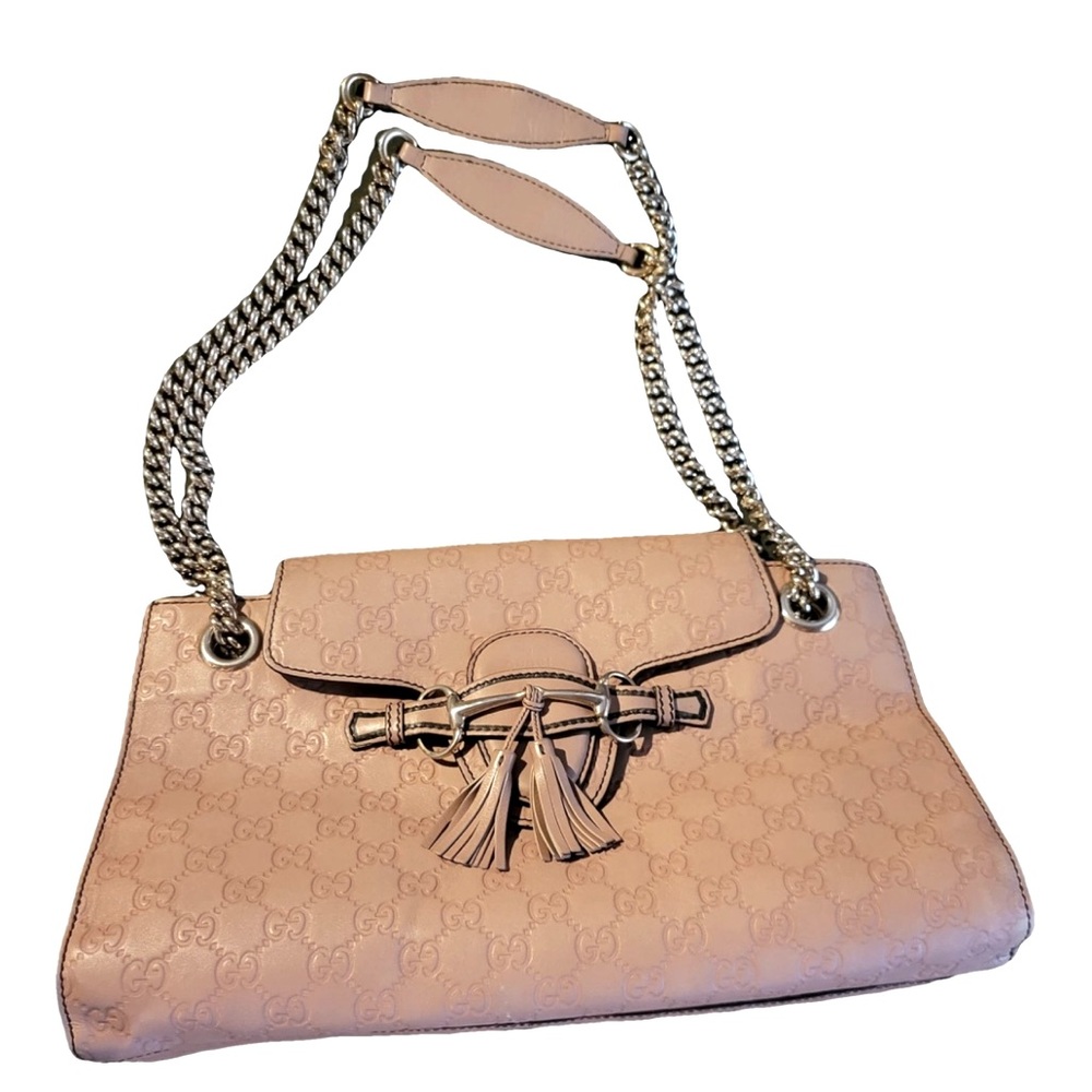 Authentic Gucci GG Emily Guccisima Leather Handbag Purse GUC